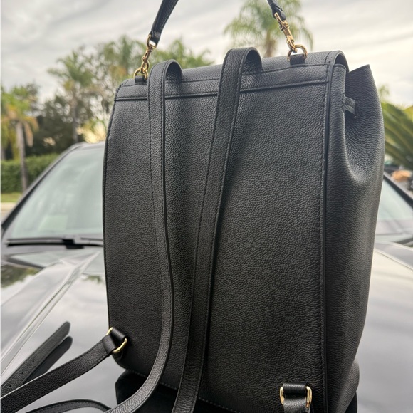 550!+ new Tory Burch Thea Black Leather Backpack - Picture 9 of 11